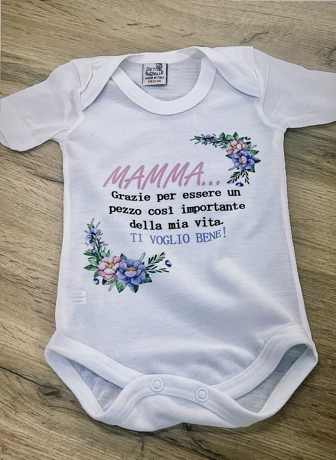 BODY neonato “Mamma/papà/zio/zia/nonno/nonna grazie…”