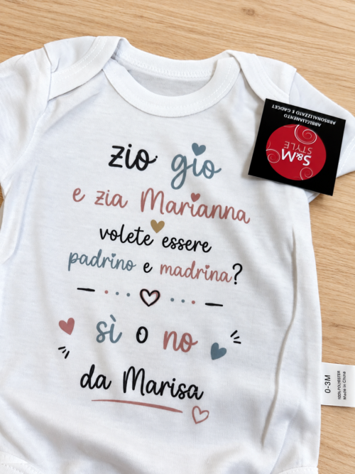 BODY NEONATO “volete essere padrino e madrina?”