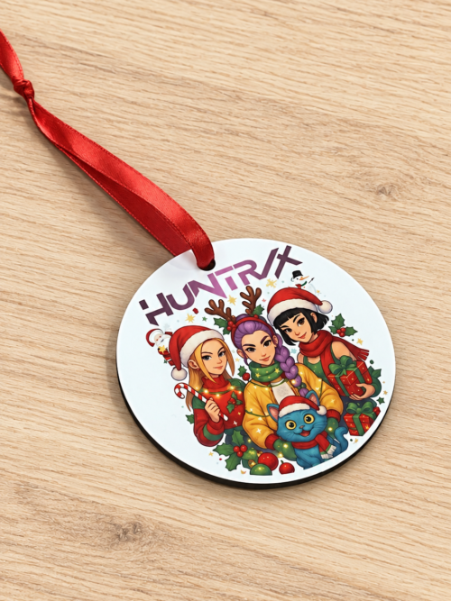 Ornamento in Legno tondo NATALE HUNTRIX