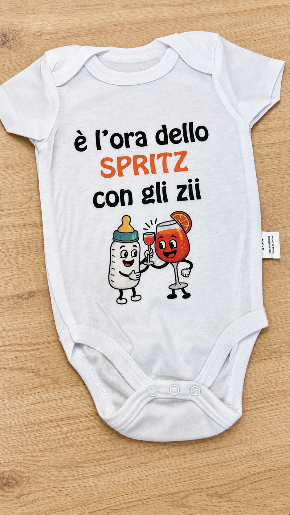 BODY NEONATO “È l’ora dello spritz con gli zii/la zia/lo zio”
