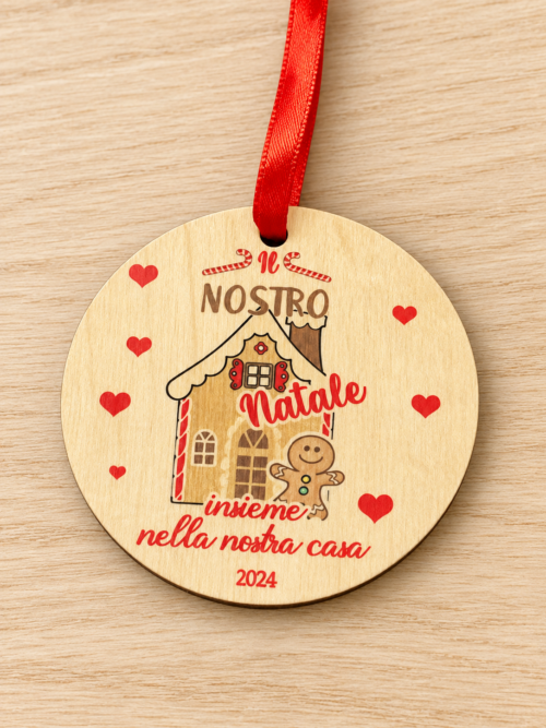 Ornamento in Legno tondo IL NOSTRO NATALE INSIEME