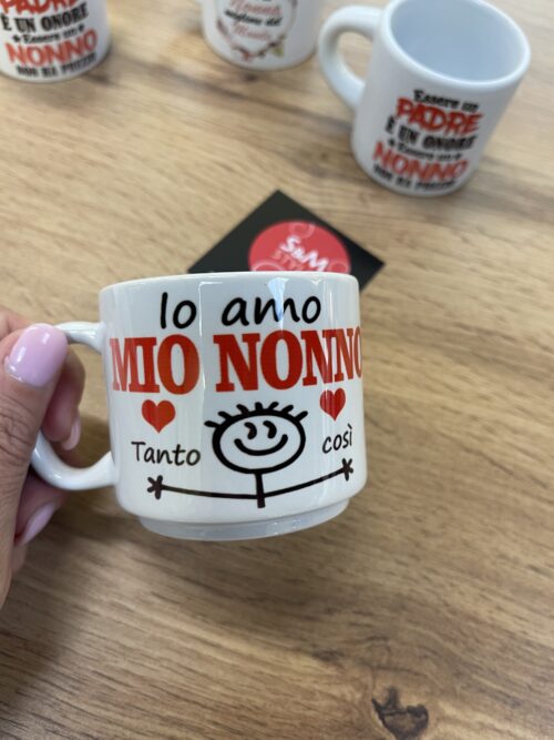 Tazzina in ceramica IO AMO NONNO/NONNA/NONNI